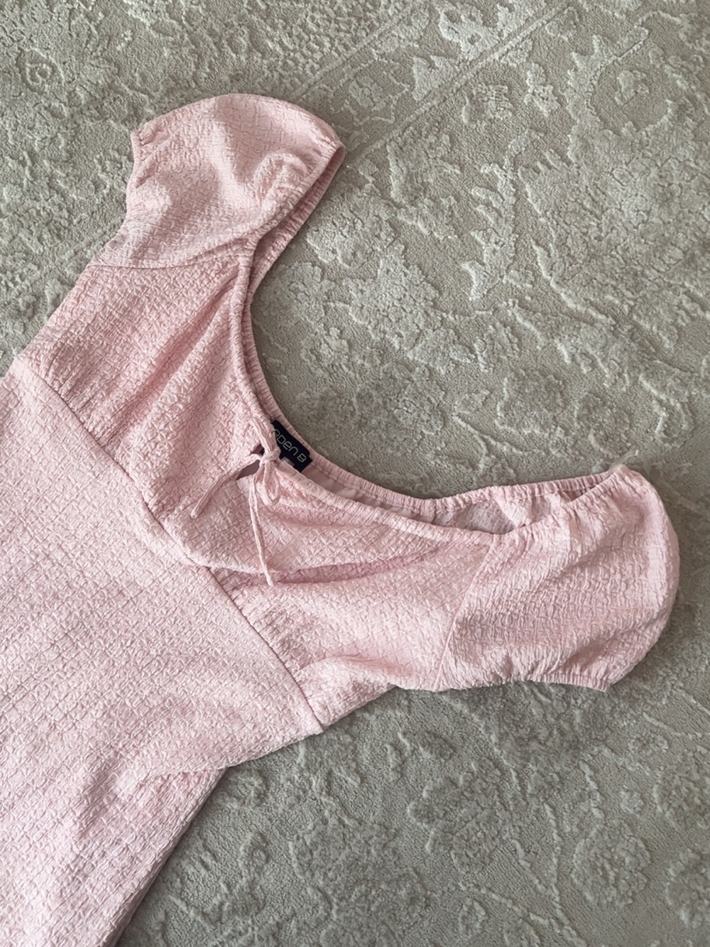 pink short sleeve textured maxi dress